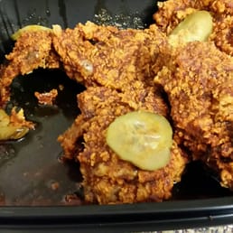 Nassville chicken..HORRIBLE there is about 1/4 inch oil in the bottom of the container..and they cover the chicken in pickels Nassville chicken..HORRIBLE there is about 1/4 inch oil in the bottom of the container..and they cover the chicken in pickels