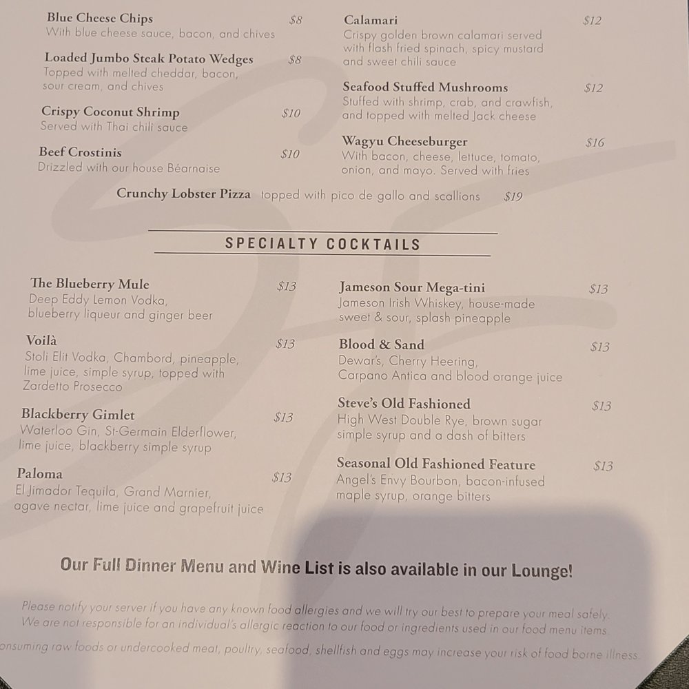 Steve Fields - Lounge Menu - Steakhouses Near Me - Plano, Texas Steve Fields - Lounge Menu - Steakhouses Near Me - Plano, Texas
