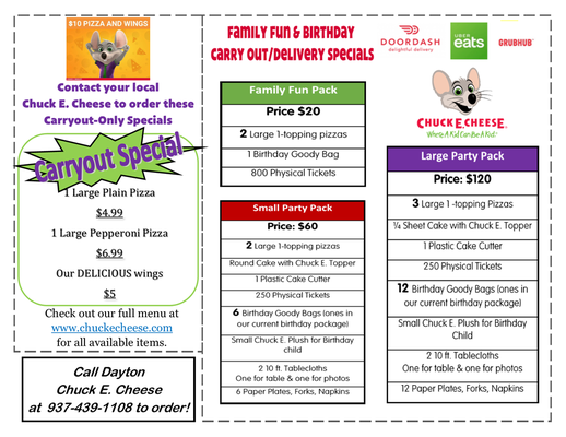 Menu photo 2 Chuck E. Cheese Miamisburg, OH