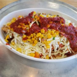 Hot Head Burritos - Sweet Habanero bowl with corn and mild sauce added.