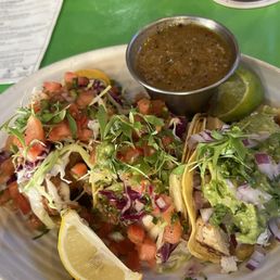 Baja fish, shrimp and chicken tacos Baja fish, shrimp and chicken tacos