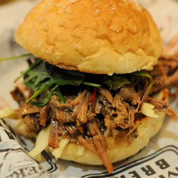 Bread Meats Bread - Brisket in pretzel bun - SO good! - Burgers Near Me - Glasgow, GLG