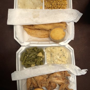 Homeboyz Fried Chicken and Fish - Fish dinner with mashed potatoes and corn, White meat chicken dinner with potatoes salad and green beans, cornbread - Desserts Near Me - Columbus, Indiana Homeboyz Fried Chicken and Fish - Fish dinner with mashed potatoes and corn, White meat chicken dinner with potatoes salad and green beans, cornbread - Desserts Near Me - Columbus, Indiana