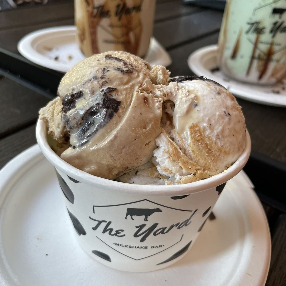 The Yard Milkshake Bar - Coffee chip and peanut butter cookie dough (I think) - Ice Cream & Frozen Yogurt Near Me - Virginia Beach, Virginia The Yard Milkshake Bar - Coffee chip and peanut butter cookie dough (I think) - Ice Cream & Frozen Yogurt Near Me - Virginia Beach, Virginia