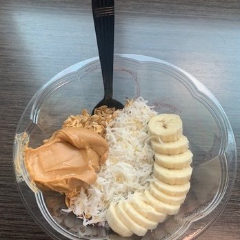 Balanced - a banana, peanut butter, and oatmeal in a bowl - Coffee & Tea Near Me - Windham, New Hampshire