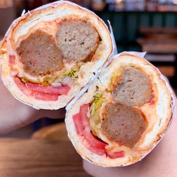 Grandma Loves You - Grandma Loves You - closeup of Meatball & Cheese Sandwich - Hot Dogs Near Me - Toronto, Ontario