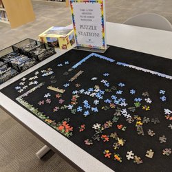 Charles A Cannon Memorial Library - Puzzle station (there are also some board game stations).