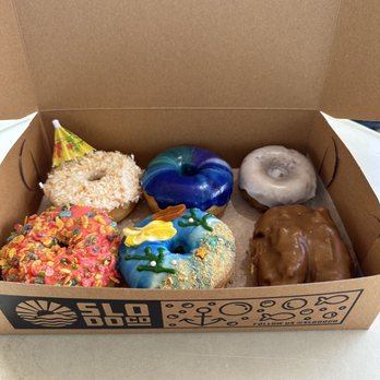 SloDoCo Donuts - Variety of doughnuts we tried. - Donuts Near Me - San Luis Obispo, California