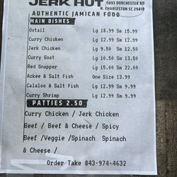 The Jamacian Jerk Hut - Menu
