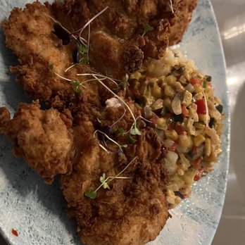 Some Random Bar - Fried chicken, mashed potatoes and roasted corn - New American Near Me - Seattle, Washington