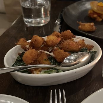 Spoon and Stable - Creamed spinach (with cheese curds on top) - New American Near Me - Minneapolis, Minnesota