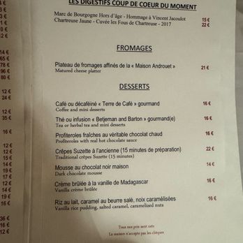 Chez Monsieur - Dessert Menu 2/2025 - French Near Me - Paris, 75