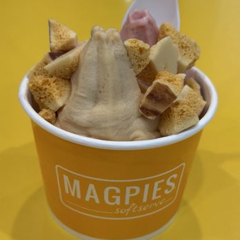 Magpies Softserve - Sweet cream and strawberry soft serve with big chunks of freeze dried honey! - Ice Cream & Frozen Yogurt Near Me - Los Angeles, California Magpies Softserve - Sweet cream and strawberry soft serve with big chunks of freeze dried honey! - Ice Cream & Frozen Yogurt Near Me - Los Angeles, California