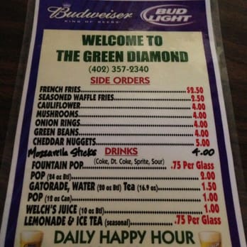 Green Diamond - the menu for the green diamond - American Near Me - Wynot, Nebraska Green Diamond - the menu for the green diamond - American Near Me - Wynot, Nebraska