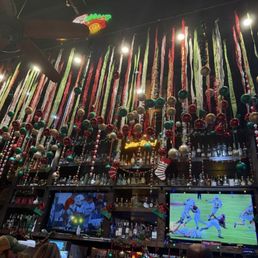 Christmas decorations at the bar. Christmas decorations at the bar.