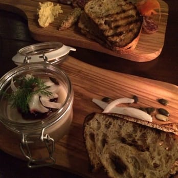 Le Bouillon - Red wine salami and chicken liver mousse charcuterie - French Near Me - Omaha, Nebraska