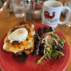 Gutiz - Croque Madame with side of greens. Fantastic!