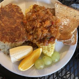 Spanish Omelette, hash browns, toast. Spanish Omelette, hash browns, toast.