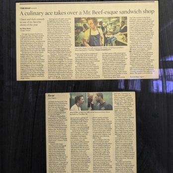 Mr. Beef - News article about Mr. Beef and The Bear. - Fast Food Near Me - Chicago, Illinois