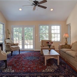 A photo ex of Ahmad's work: A Great Room addition to my house, with cathedral ceilings, double French doors & oversize windows.