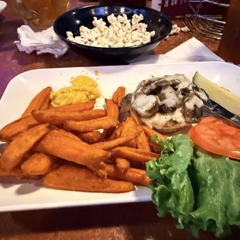 Whistle Binkies Olde World Pub - Turkey Burger with cheese and mushrooms Sweet Potato fries (cost 1.50 more - just FYI) - American Near Me - Rochester, Minnesota Whistle Binkies Olde World Pub - Turkey Burger with cheese and mushrooms Sweet Potato fries (cost 1.50 more - just FYI) - American Near Me - Rochester, Minnesota