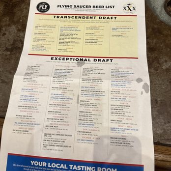 Flying Saucer Draught Emporium - Beer menu - New American Near Me - Houston, Texas
