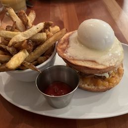 English muffin pulled pork and fried English muffin pulled pork and fried