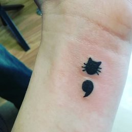Kitty cat semicolon tattoo. Look up #projectsemicolon to learn more. Kitty cat semicolon tattoo. Look up #projectsemicolon to learn more.