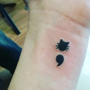 Artfully Insane - Kitty cat semicolon tattoo. Look up #projectsemicolon to learn more. - Tattoo Near Me - Louisville, Kentucky Artfully Insane - Kitty cat semicolon tattoo. Look up #projectsemicolon to learn more. - Tattoo Near Me - Louisville, Kentucky