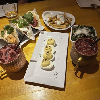 Salty Sow - deviled eggs, tacos, duck fat fries, and brussels sprouts - American Near Me - Austin, Texas