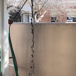 Using pressure washer to clean the dirt out of the enclosed gutter on our Alumawood patio. Using pressure washer to clean the dirt out of the enclosed gutter on our Alumawood patio.