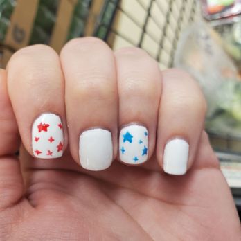 Flamingo Nail & Spa - Look at the shape of these "stars". There's also a random X on my finger. - Nail Salons Near Me - Huntington Beach, California