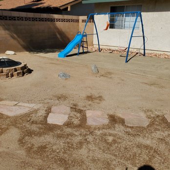 Bill's Landscaping - Moved firepit, added DG, added sand to existing sandbox, rock along house - Landscaping Near Me - Lancaster, California Bill's Landscaping - Moved firepit, added DG, added sand to existing sandbox, rock along house - Landscaping Near Me - Lancaster, California