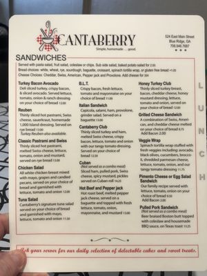 Menu photo 3 Cantaberry Blue Ridge, GA