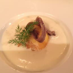 Egg appetizer with anchovies on potato puree Egg appetizer with anchovies on potato puree