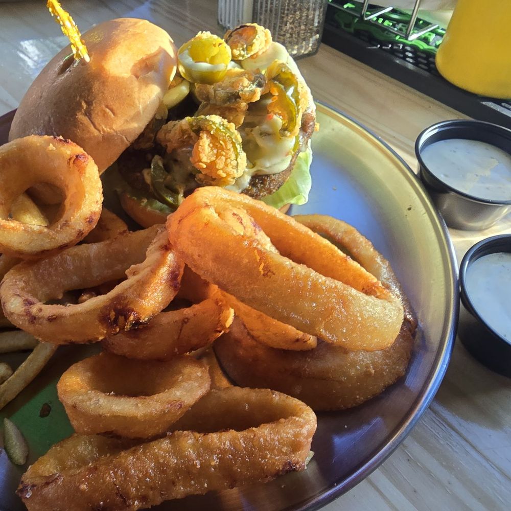 Beefy's - The Vaquero (Sub Veggie Patty) + Onion Rings - Diners Near Me - Reno, Nevada Beefy's - The Vaquero (Sub Veggie Patty) + Onion Rings - Diners Near Me - Reno, Nevada