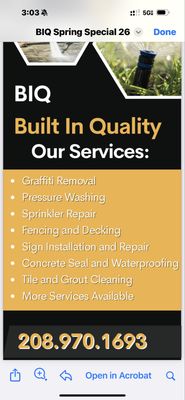 Services Offered - Services offered by Built In Quality! Services Offered - Services offered by Built In Quality!