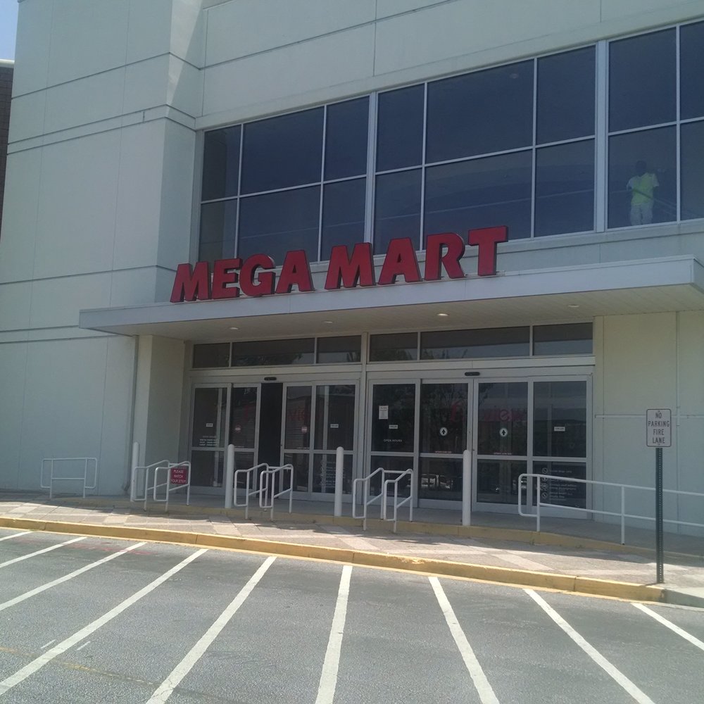 Mega Mart - Avoid this isolated entrance on the upper level. - Grocery Near Me - Duluth, Georgia Mega Mart - Avoid this isolated entrance on the upper level. - Grocery Near Me - Duluth, Georgia
