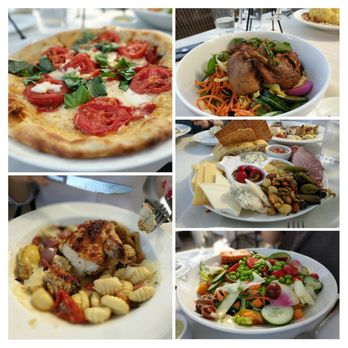 Ponte Winery - Margarita pizza, Duck, Charcuterie plate, Salmon salad, Chicken with gnocchi. - Wineries Near Me - Temecula, California