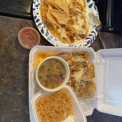 Ojeda's - 1)see the size of salsa given for this order? 2) why are the charro beans made with navy beans?