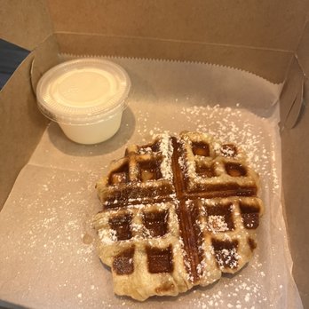 Mochi Waffle Corner  - Original Croissant Waffle with side of sea salt cheese - Waffles Near Me - Mountain View, California