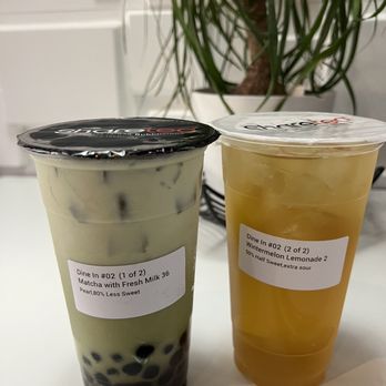 Sharetea - Classic Green Milk Tea with boba and Wintermelon Lemonade - Coffee & Tea Near Me - San Diego, California Sharetea - Classic Green Milk Tea with boba and Wintermelon Lemonade - Coffee & Tea Near Me - San Diego, California