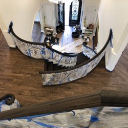 Euro Floors - Work in progress.  White Oak hardwood and Mahogany stairs & handrails are being stained..