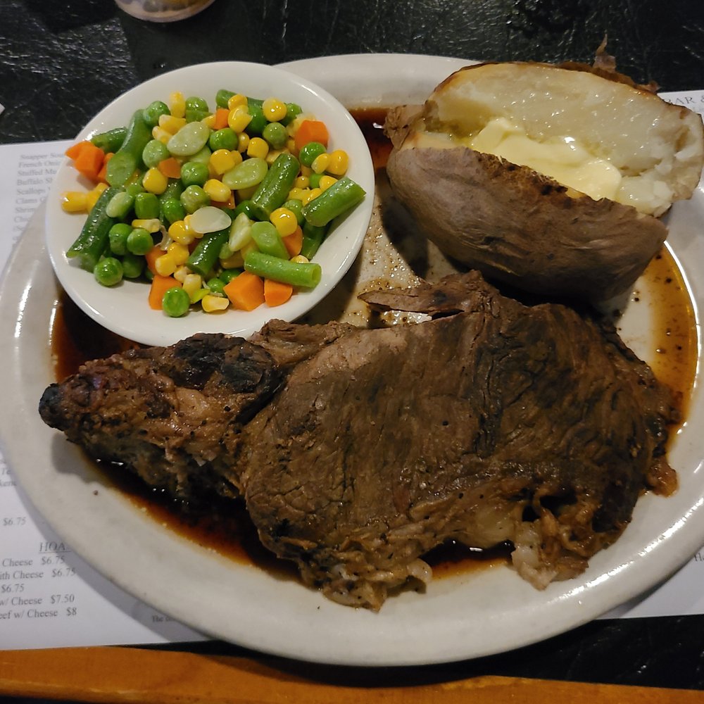 Richie's Bar & Grill - 12 Oz Prime Rib End Cut with Baked Potato and Mixed Veggies - Bars Near Me - Hatboro, Pennsylvania Richie's Bar & Grill - 12 Oz Prime Rib End Cut with Baked Potato and Mixed Veggies - Bars Near Me - Hatboro, Pennsylvania