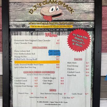 DJ's Clam Shack - menu - Seafood Near Me - Key West, Florida DJ's Clam Shack - menu - Seafood Near Me - Key West, Florida