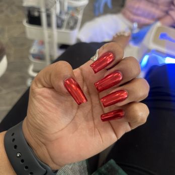 V Nail Salon - Red chrome Gel X - Nail Salons Near Me - Vista, California V Nail Salon - Red chrome Gel X - Nail Salons Near Me - Vista, California