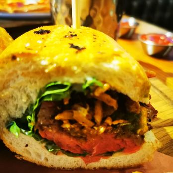 Match Eatery & Public House - Med rare, perfectly cook steak sandwich - Beer Bar Near Me - Langley, British Columbia