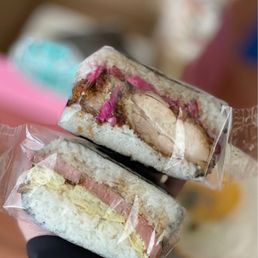 Spam and egg + chicken katsu musubi Spam and egg + chicken katsu musubi