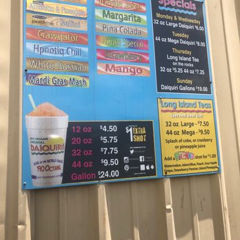 New Orleans Original Daquiris - Menu - Coffee & Tea Near Me - Jefferson, Louisiana New Orleans Original Daquiris - Menu - Coffee & Tea Near Me - Jefferson, Louisiana