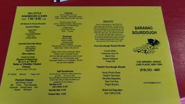 Menu photo 5 Saranac Sourdough Deli Lake Placid, NY Menu photo 5 Saranac Sourdough Deli Lake Placid, NY